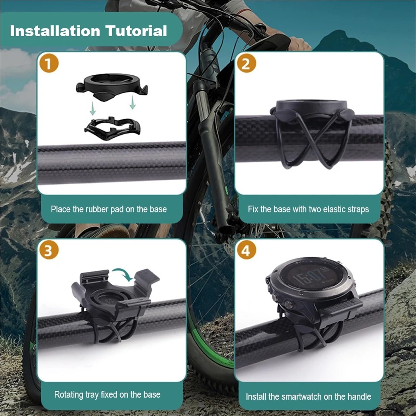 Fit MTB Bike Mount Watch Computer Base Accessori 20/22/26mm per Cronometro GPS Road Bike (Full)