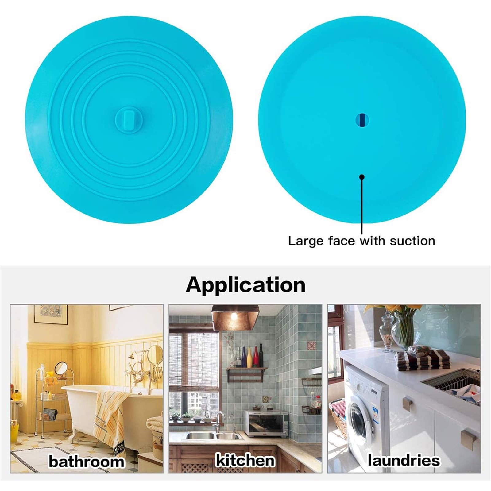 2 Pack Drainage Cover, Sink Water Stopper for Bathroom and Kitchen, Adsorption Bathtub Drain Cover, 6 in in Green and Blue, Home Accessories 1