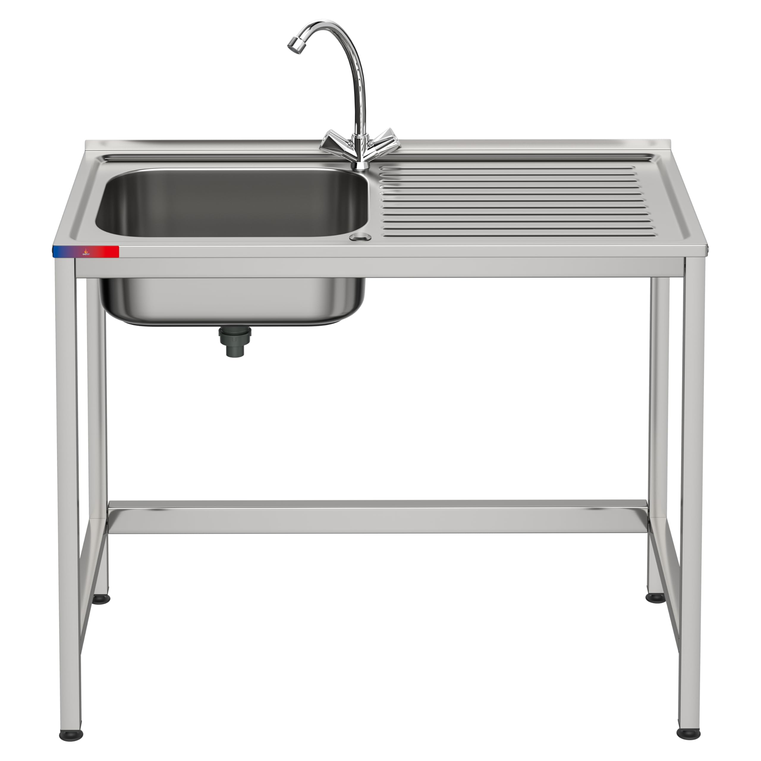 Fregadero Industrial Acero Inoxidable | 1 Seno con Escurridor | 1000x500x850 mm | Acabado Pulido Satinado | Ideal Hostelería, Barra y Cocina Profesional
