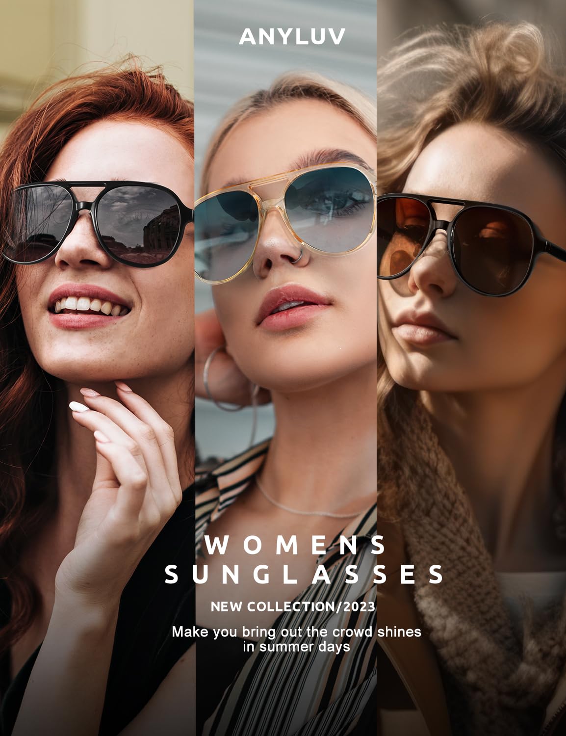 ANYLUV Polarized Sunglasses for Women, Vintage Lightweight Womens Sunglasses UV Protection with Double Bridge 3 Packs