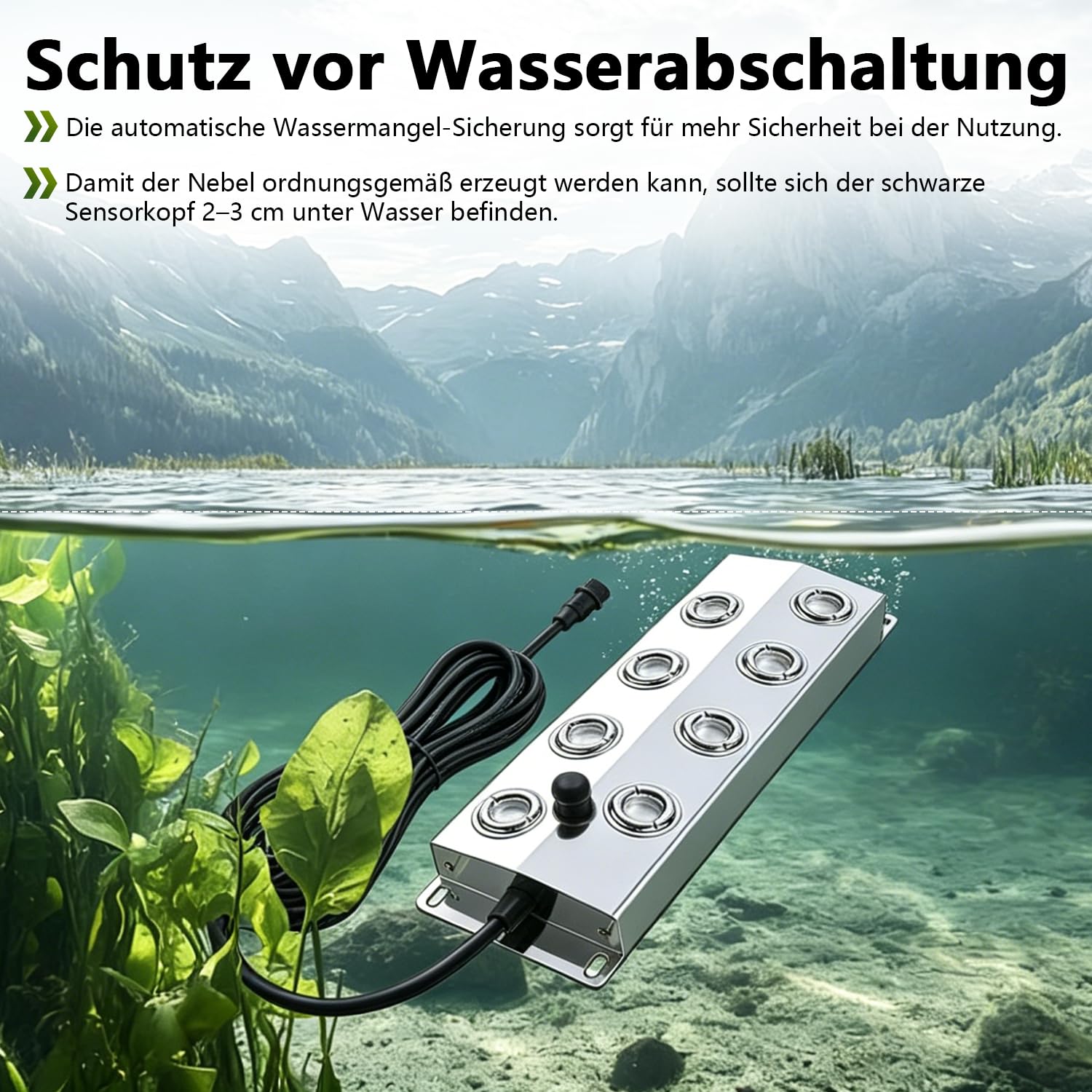 Nebelmacher Ultraschall 6L/H 8 Kopf Nebelbefeuchter 300W IP67 Wasserdicht Netzteil 5m Netzkabel EU Stecker