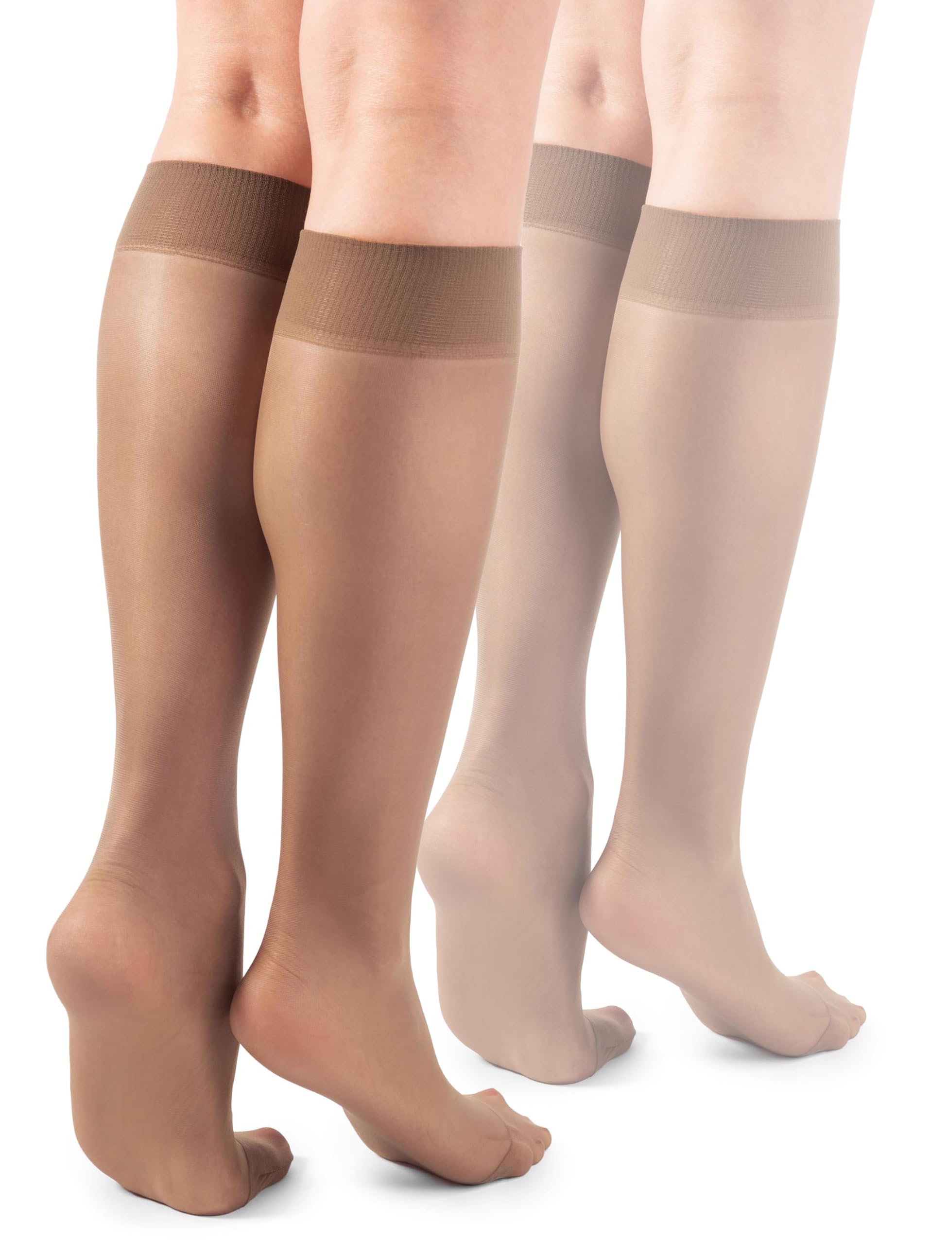 Lores Women's Glace Basic Knee High Socks 15 Den High Pop Matt Semi-Sheer Tights 2 Pairs Natalie,