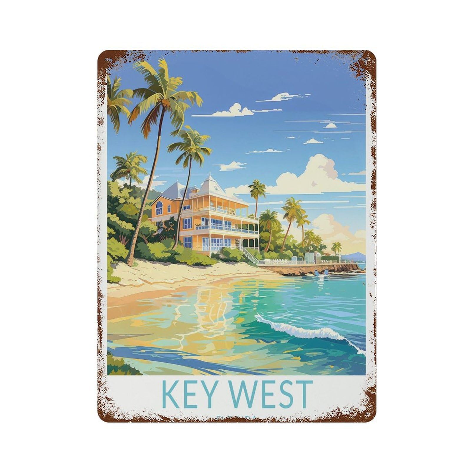 xiaoxiaoshen Key West Travel Florida Custom Personalized (2) Wall Decor Art Metal Tin Poster Modern Home Decor Art Home Bar Shop Decorations Vintage Sign 40x30cm