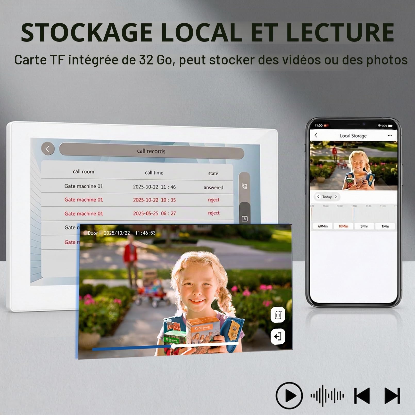 Visiophone Connecté Filaire,Interphone Vidéo 2 Fils Visiophone WiFi,7" Ecran Couleur TFT LCD,1080P Sonnette avec Caméra,Portier vidéo,Déverrouillage à Distance