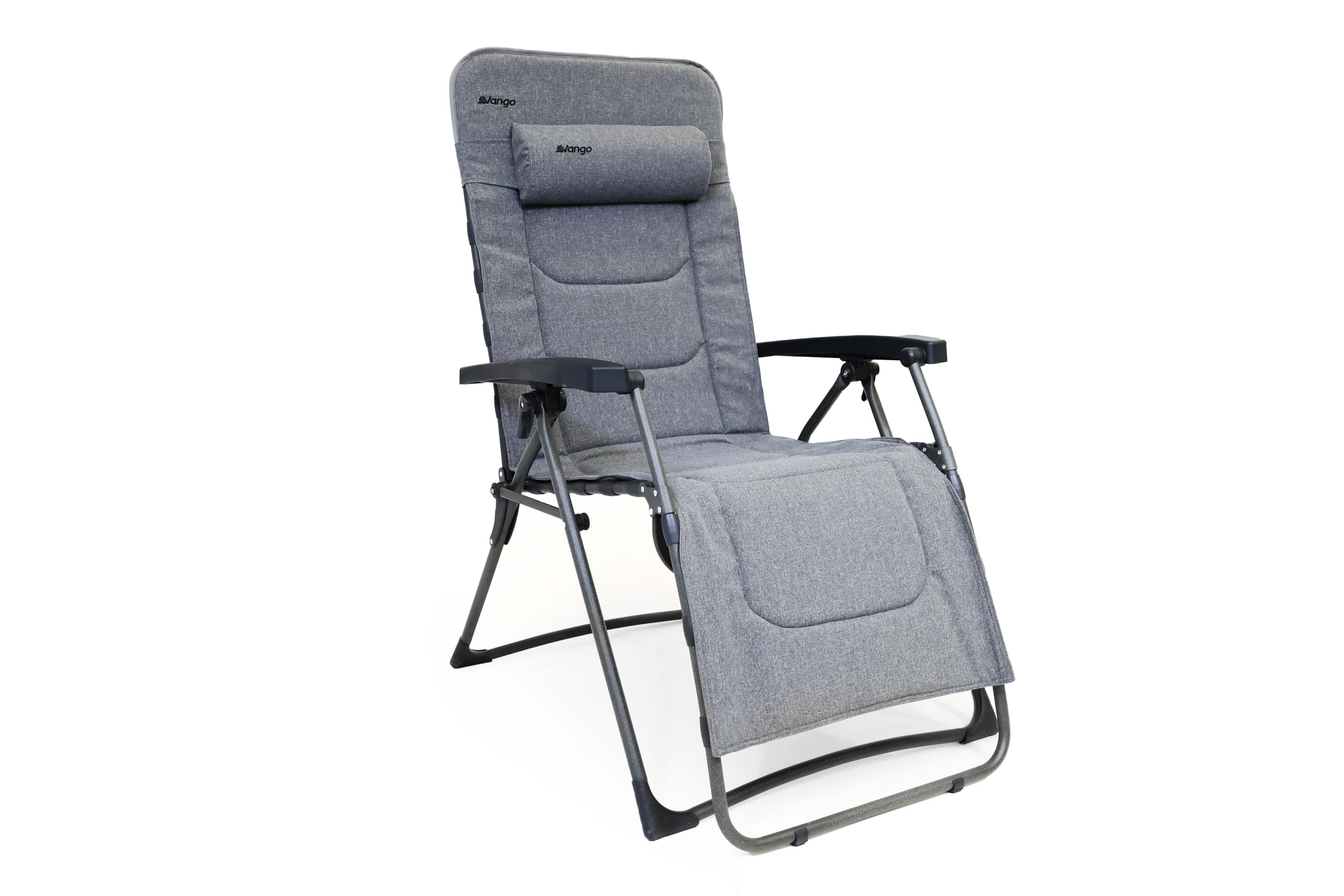 Vango Riviera Zero Gravity Lounger, Padded Reclining Camping Chair with Adjustable Headrest, Folding Outdoor Relaxer Chair for Garden, Camping, Caravan & Patio, 140kg Capacity