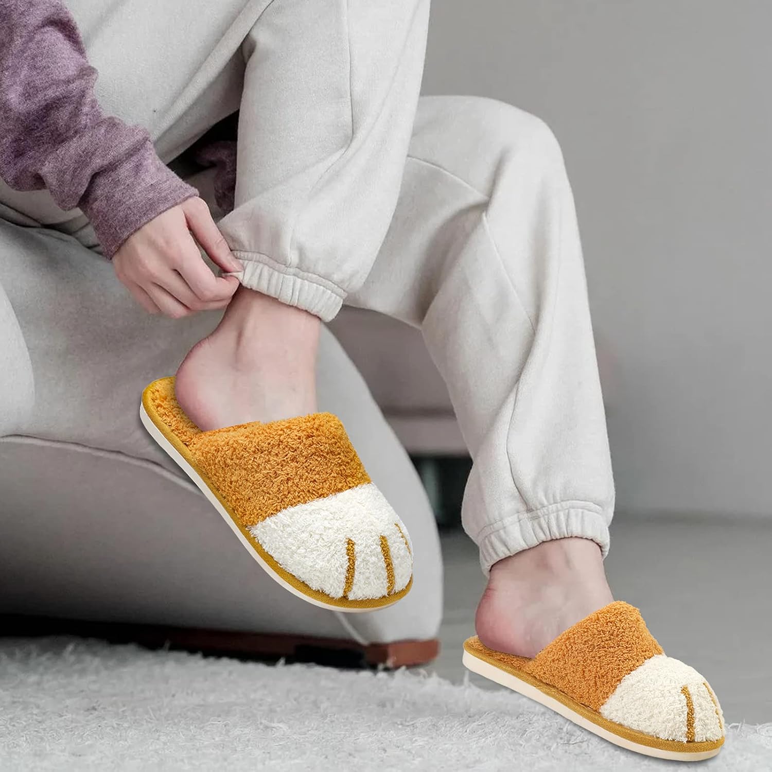 MAXTOP Women's Cat Paw Cozy Slippers Warm Gifts for Women Men with Memory Foam Trendy Cute Fuzzy Winter House Shoes Indoor Outdoor - Image 4