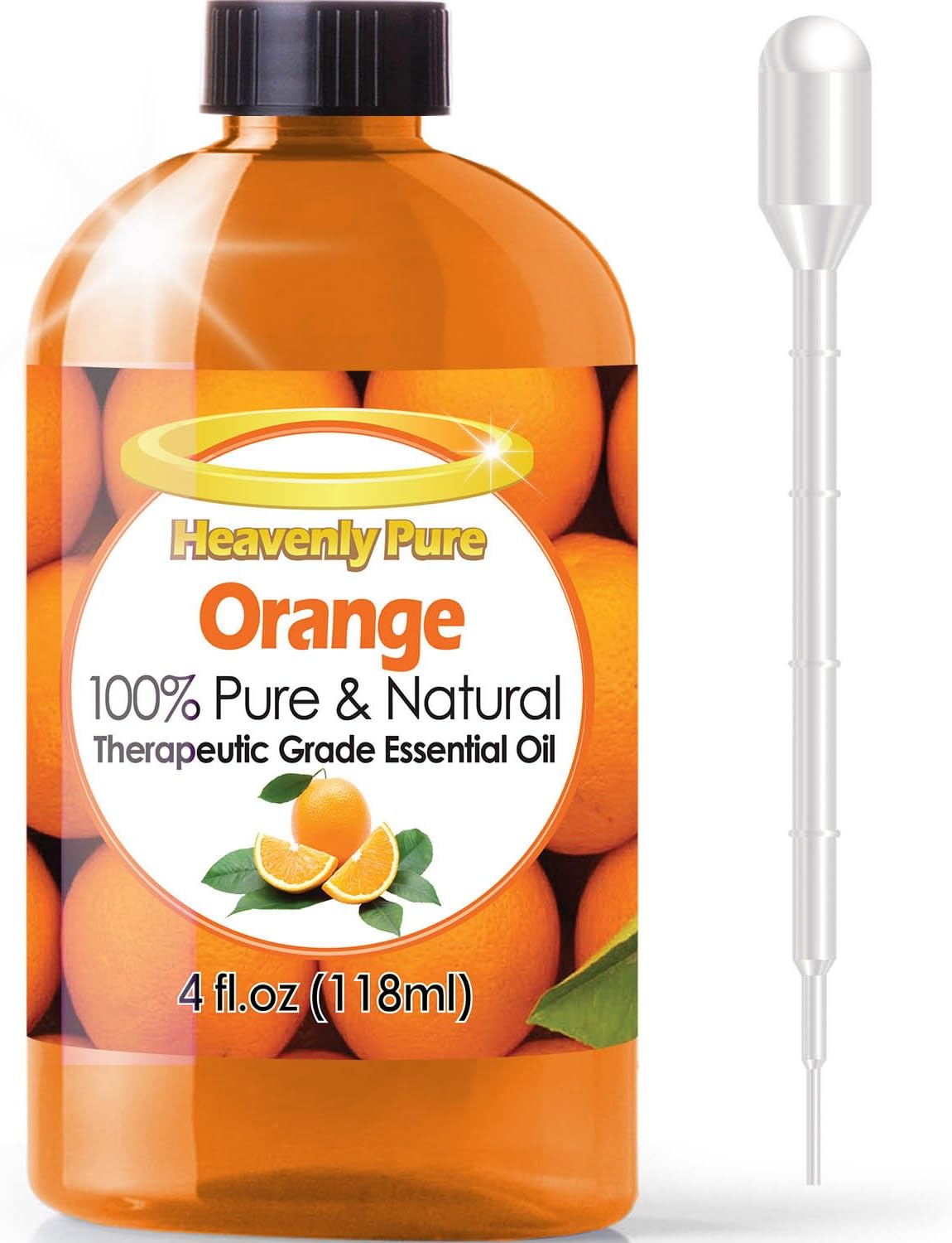 Orange Essential Oil (HUGE 4 OZ) Eye Dropper Included - 100% Pure & Natural Sweet Citrus Aroma - Therapeutic Grade - Orange Oil is Great for Aromatherapy, Immunity, Natural Antibacterial, & Cleaning