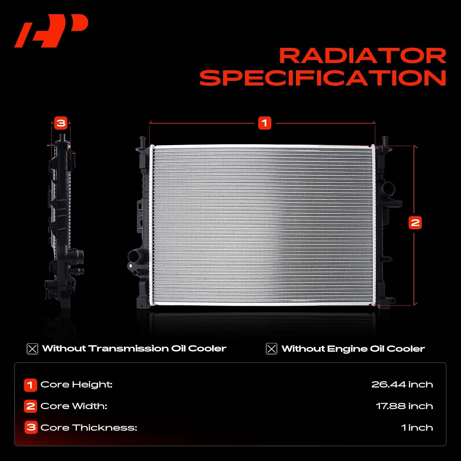 A-Premium Engine Coolant Radiator Assembly Compatible with Ford Escape 2013-2016, Transit Connect 2014-2018, 1.6L 2.0L 2.5L