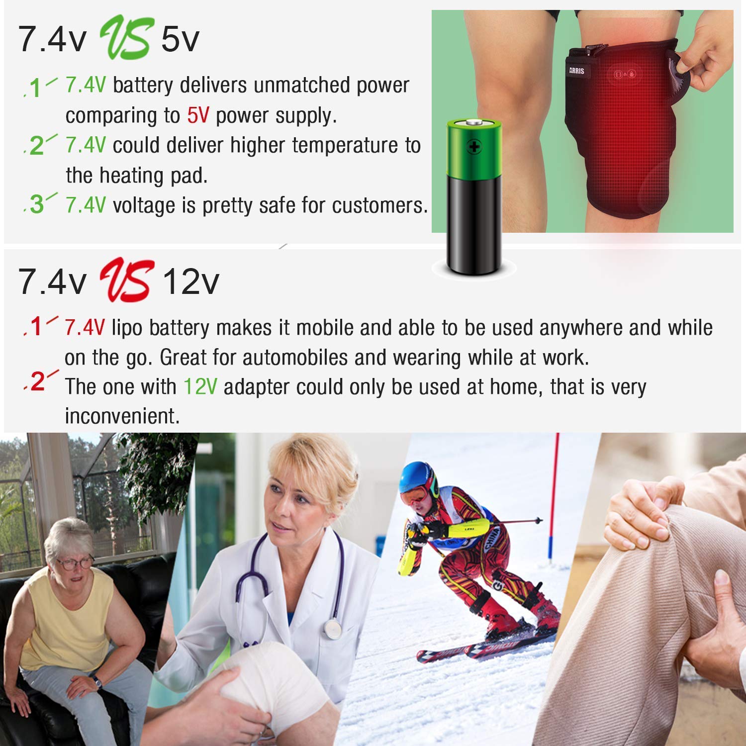 Hоt Dеаlѕ ARRIS Heating Knee Pad with Massage, Heated Knee Brace Wrap with 7.4V Battery for Knee Injury, Arthritis, Joint Pain, Soreness, Cramps, Meniscus Pain & Muscle pain Relief Hot Therapy.