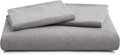 Miniatura 7 de LOVQUE Funda de edredón de algodón gris claro, tamaño Queen, juego de ropa de cama natural similar al lino con cierre de cremallera (sin edredón),