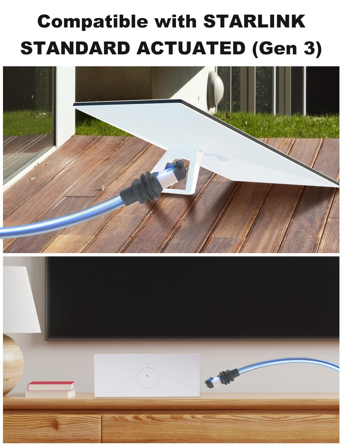 Starlink Gen 3 Cable, Replacement Standard V3 Cable 23M/75FT Outdoor Cable Extension - Waterproof Gray