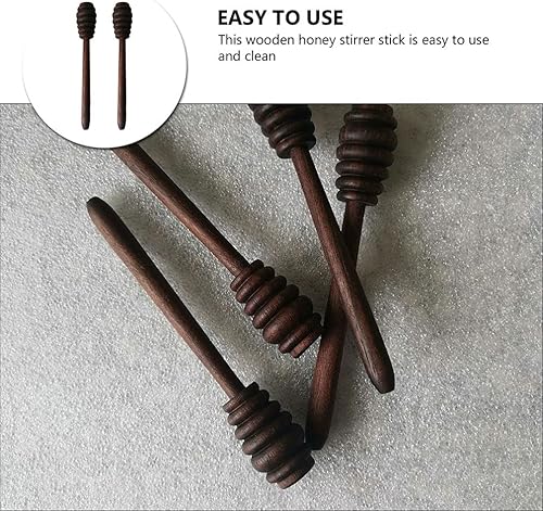 Miniatura 4 de DOITOOL 2 cucharas de miel de madera de nogal negro, palitos de panal de abeja, agitador de miel, varita de miel para tarro de miel, dispensar