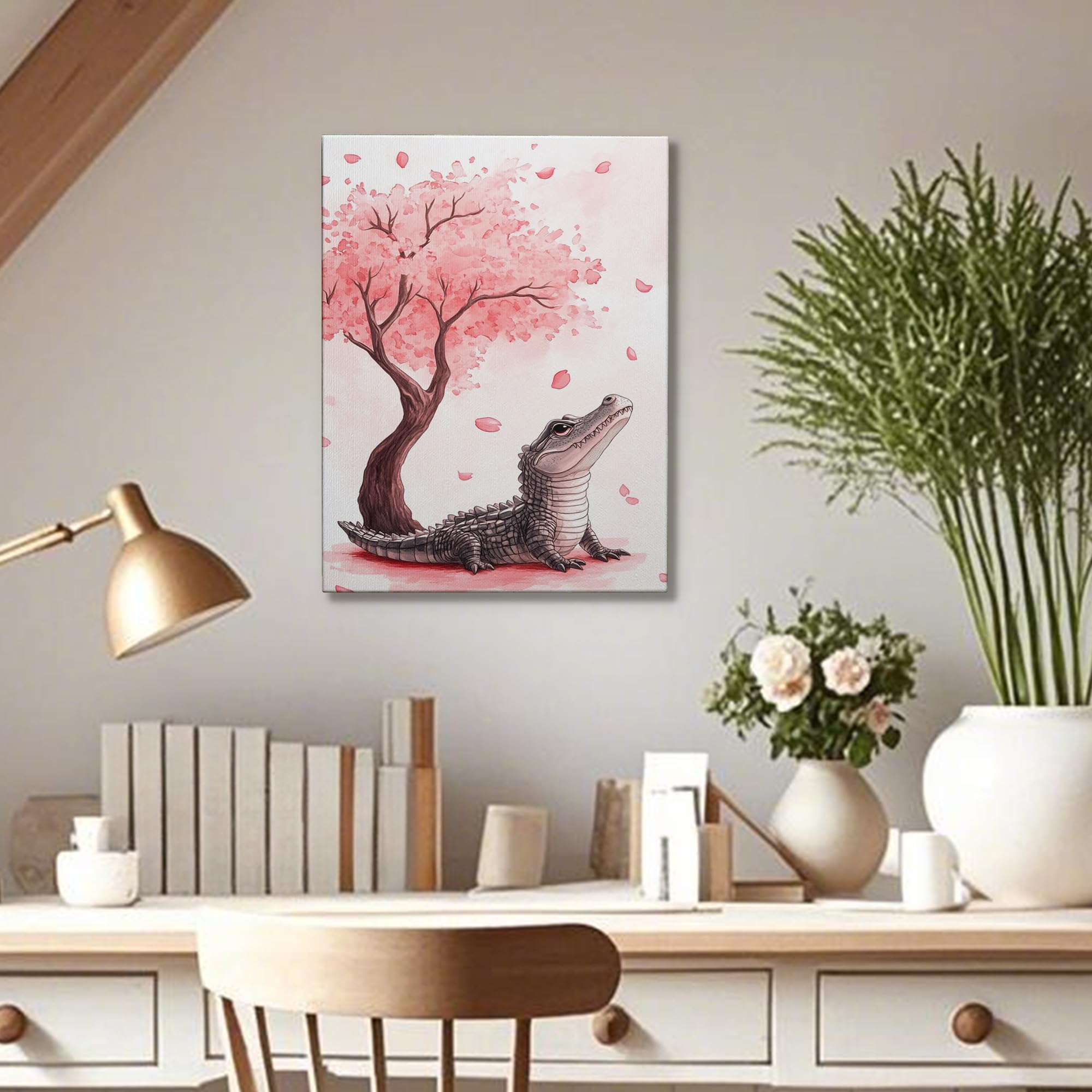 Amazon.com: Crocodile Blossom Canvas Wall Art, Peach Spring Floral