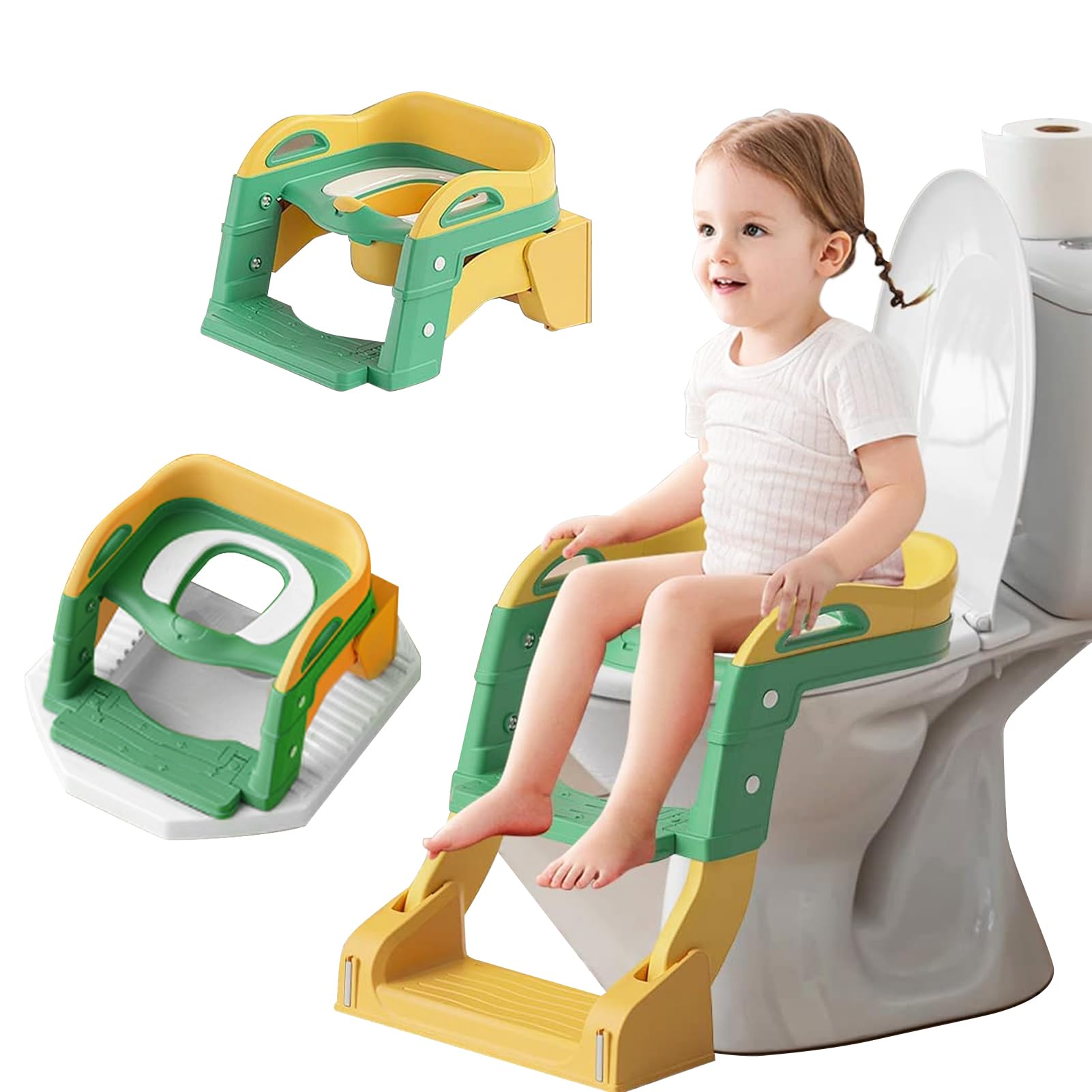 Baby Potty Training Seat - Adjustable Foldable Toilet Seat With Step For Toddlers