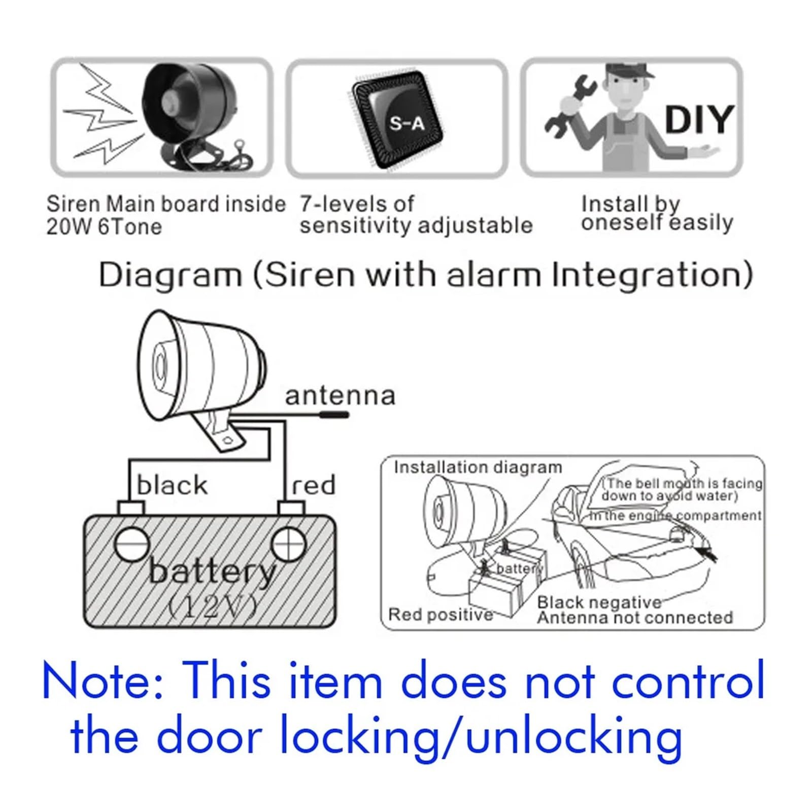 Dispositivos de Alarma universales for Coche, Dispositivo unidireccional for, Sistema por vibración for, Motocicleta, camión y autobús Fácil instalación y Amplia compatibilidad