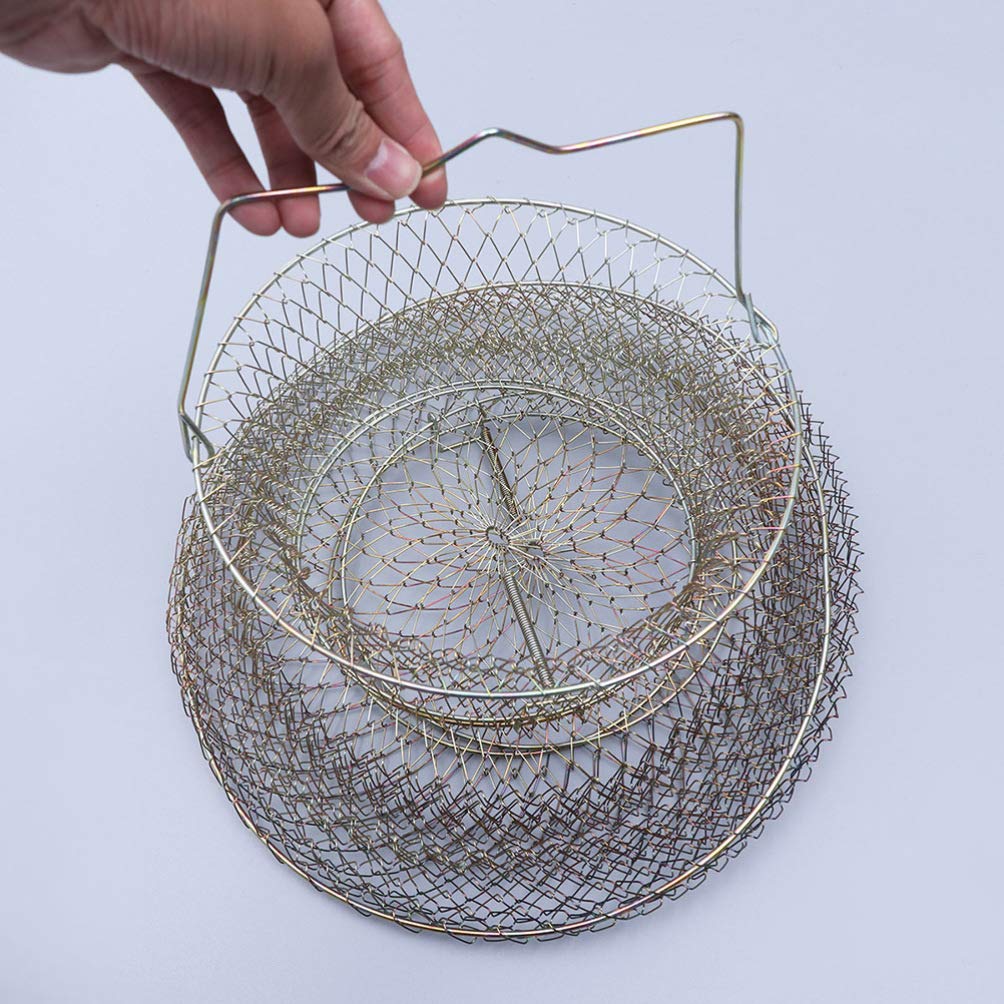 BESPORTBLE Reusen - Red de pesca plegable de metal para pesca