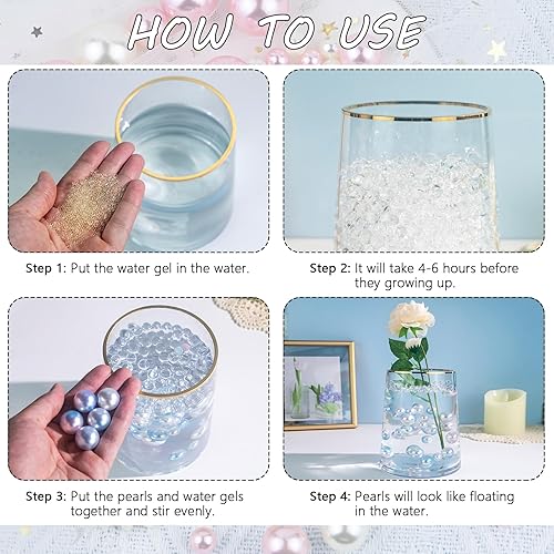 Miniatura 7 de Cusmation 150 cuentas de perlas grandes para jarrones y 800 cuentas de gelatina de agua, relleno de jarrón de perlas para centros de mesa, cuentas