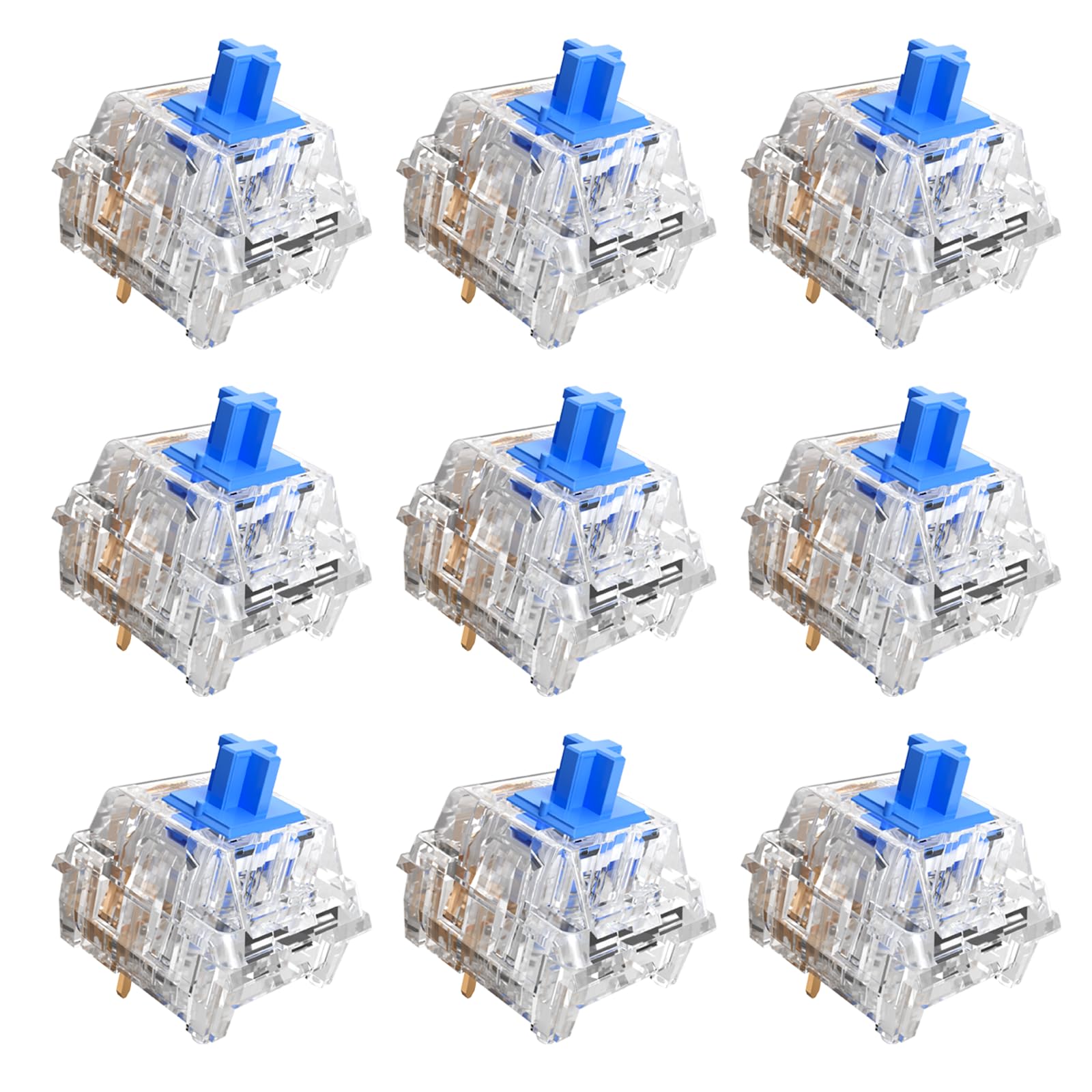 Zhouwang 50Pcs Crystal Blue Switch,4Pcs Kailh Box Experience Switch,Crisp Clicky,Suitable for Mechanical Gaming Keyboards.