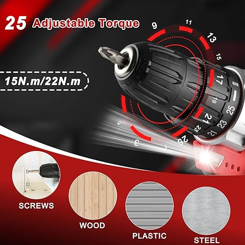 Miniatura 6 de TLGREEN Juego de herramientas de 138 piezas con taladro inalámbrico de 12 V, kit de herramientas manuales eléctricas con juego de brocas magnéticas,