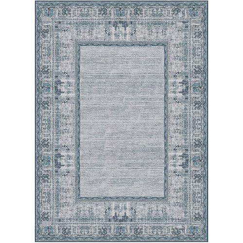 RUGGABLE Machine Washable Area Rug - Bohemian Collection - Vintage - Pet & Kid Friendly, Stain & Water Resistant, Non- Slip - Zinnia Blue 5'x7'