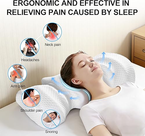 Miniatura 2 de Almohada cervical para aliviar el dolor de cuello, almohada cervical cervical para dormir, almohadas ergonómicas de contorno lateral para adultos,