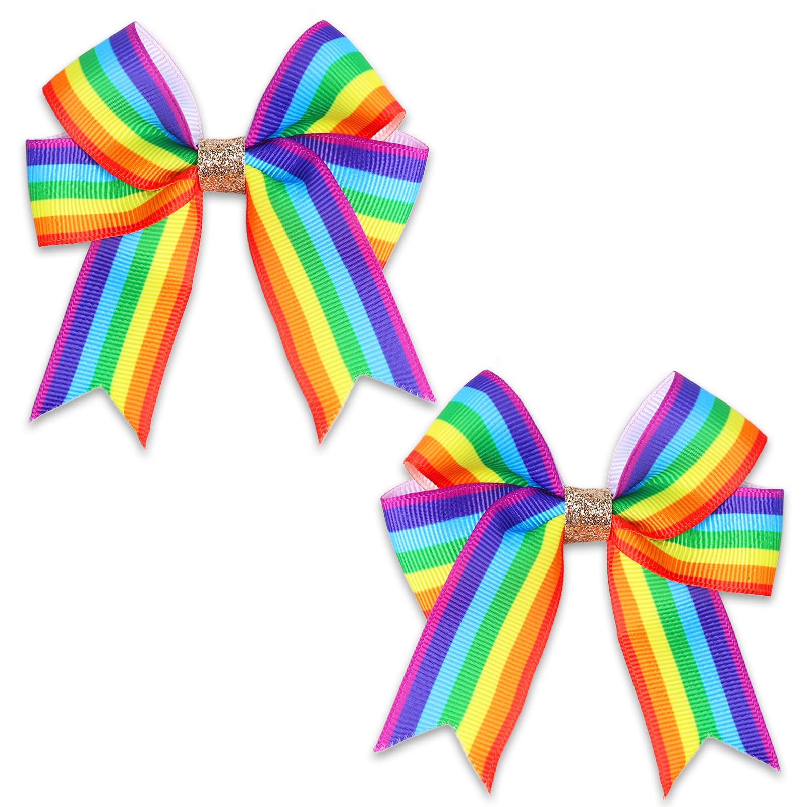 Doneace Gay Pride Day Hair Bow Clips Rainbow Hair Pins Bow Hair Barrettes Colorful Alligator Clips Glints Hair Accessories for Holiday Party Parade