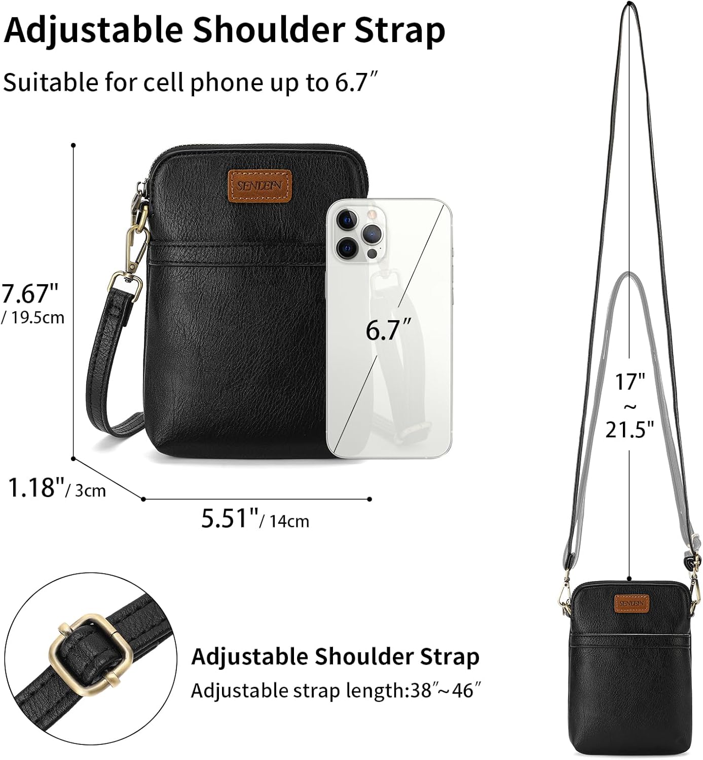 SENDEFN Cell Phone Purses for Women Small Crossbody Bag Shoulder Handbag with Adjustable Strap - Image 6