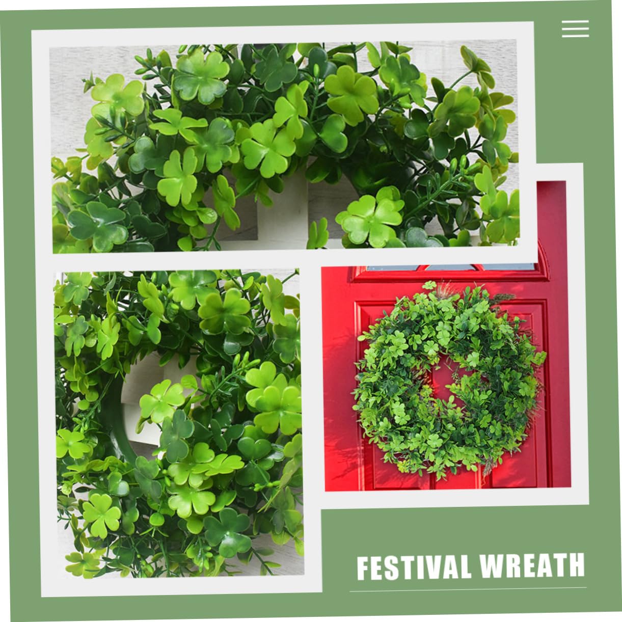 Cabilock 5 Pièces Couronne De Trèfle à Quatre Feuilles Décoration De Porte Couronne De Porte du Festival De Plein Air Couronnes De Porte D'entrée Couronnes Extérieures Plastique