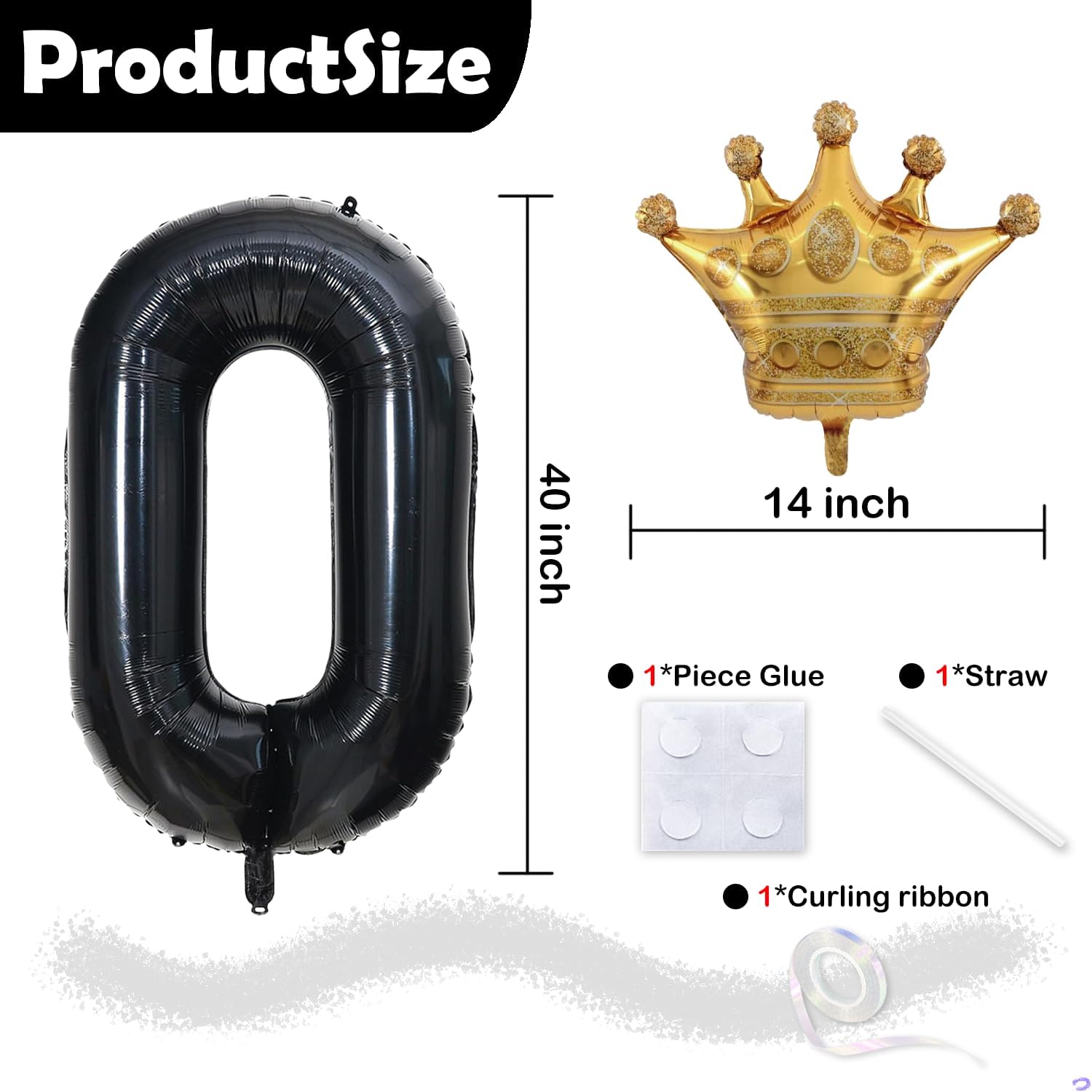 Black 50 Balloon Number with Gold Crown Balloons 40 inch 50 Birthday Balloon for 50th Birthday Party Decorations Supplies Anniversary for Men Women (Foil Mylar Number 50 Balloons) - Image 2