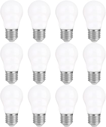 FLSNT Bombillas LED Edison A15 equivalentes a 60 W con vidrio blanco, bombillas LED E26 regulables para luz colgante, blanco cálido 3000K, CRI alto