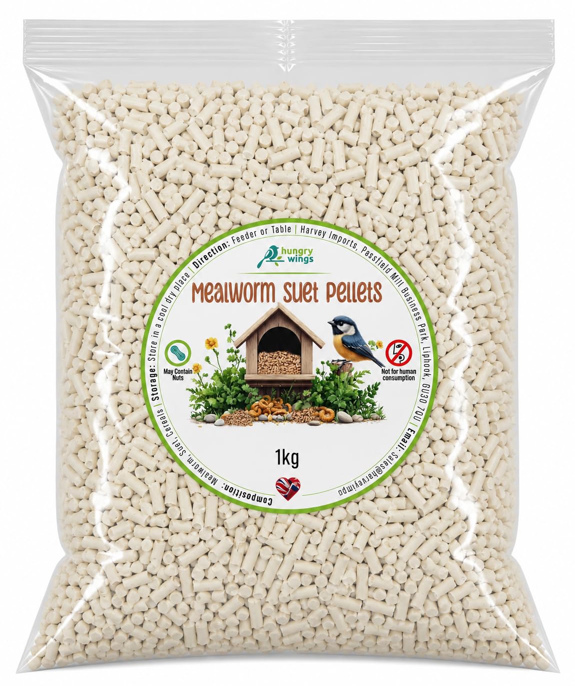 Wild Bird Food (1kg, Mealworm Suet Pellets)