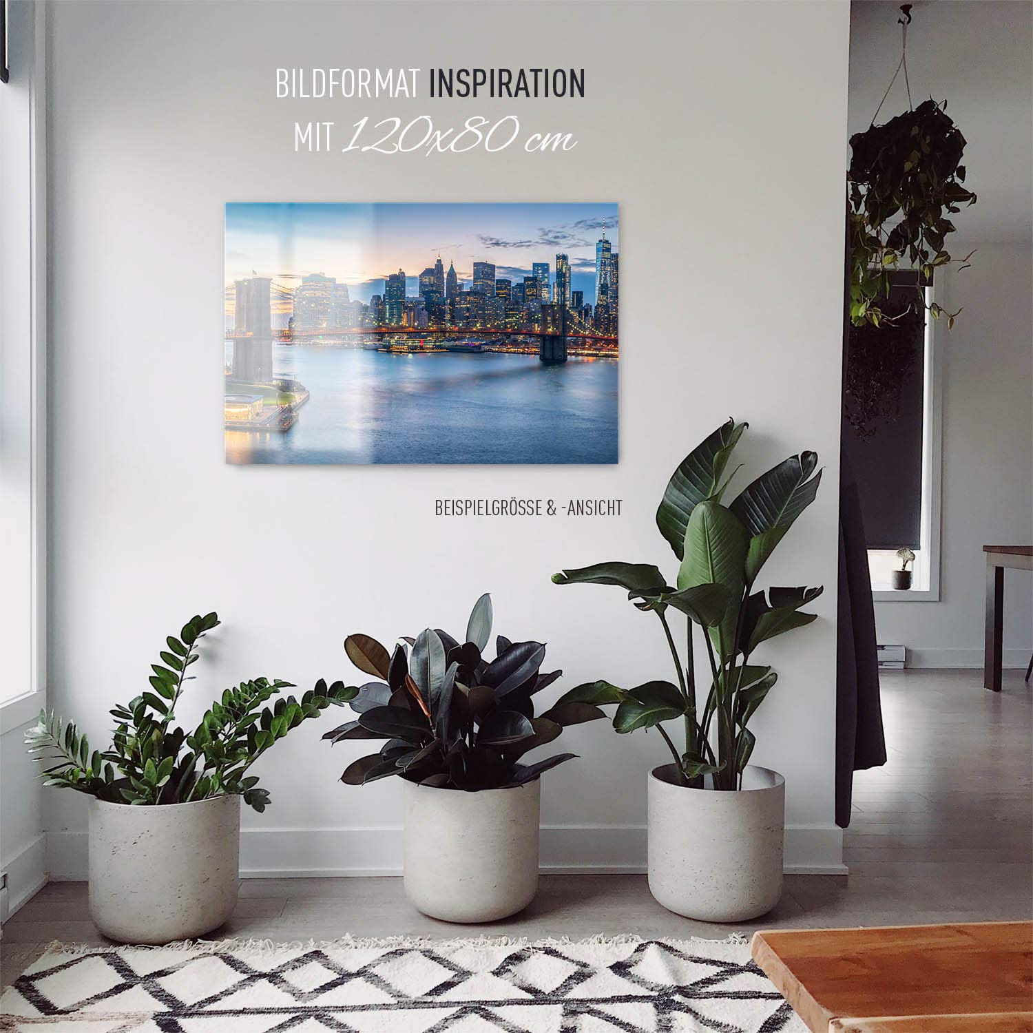 BilderKing Wandbild Skyline Brooklyn Brigde New York - 120cm x 80cm Acrylglas 5mm + Rückrahmen