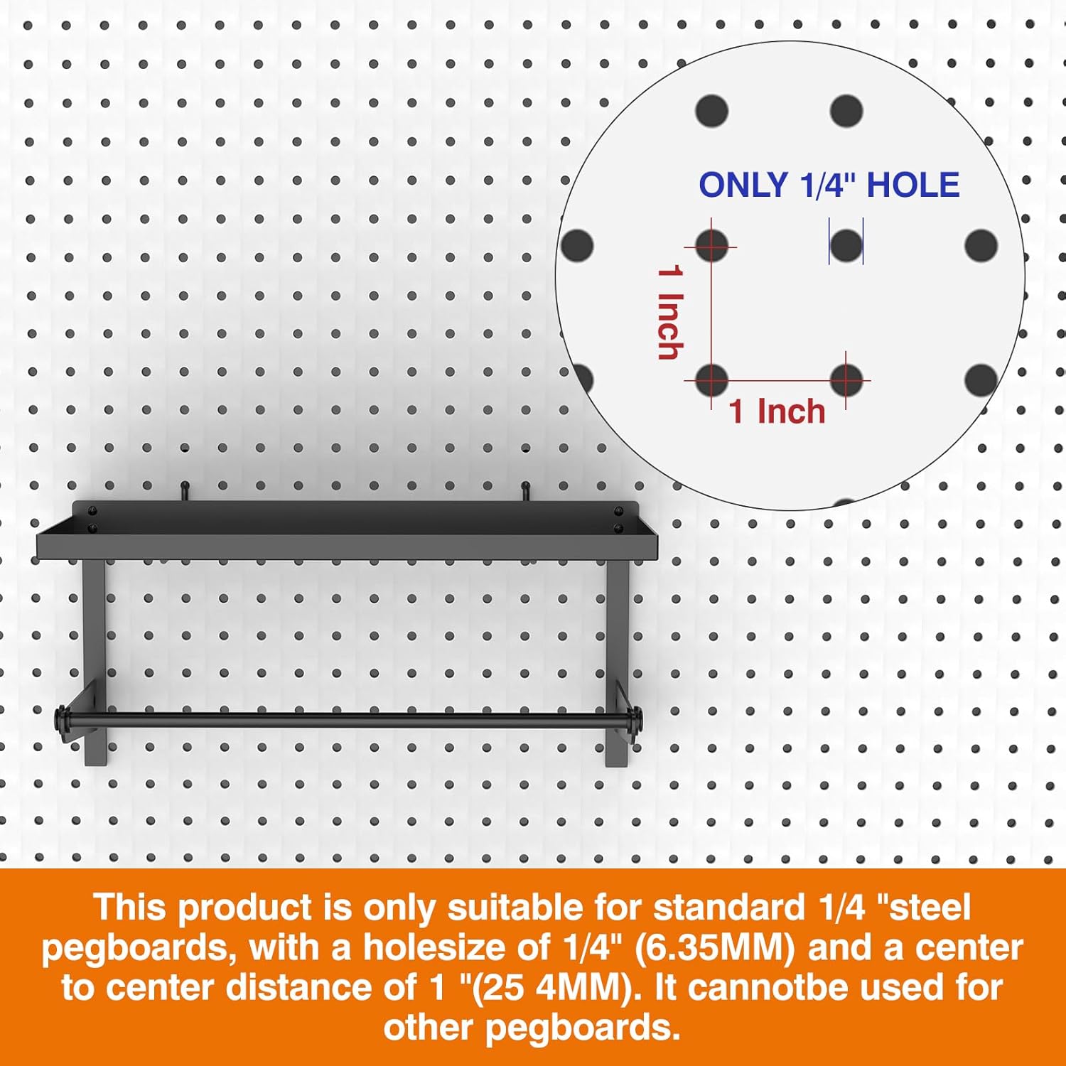 2 Pack Pegboard Paper Towel Holder with Shelf, Heavy Duty Peg Board Accessory, Metal Pegboard Organizer Accessories for Garage, Workshop, Craft Room