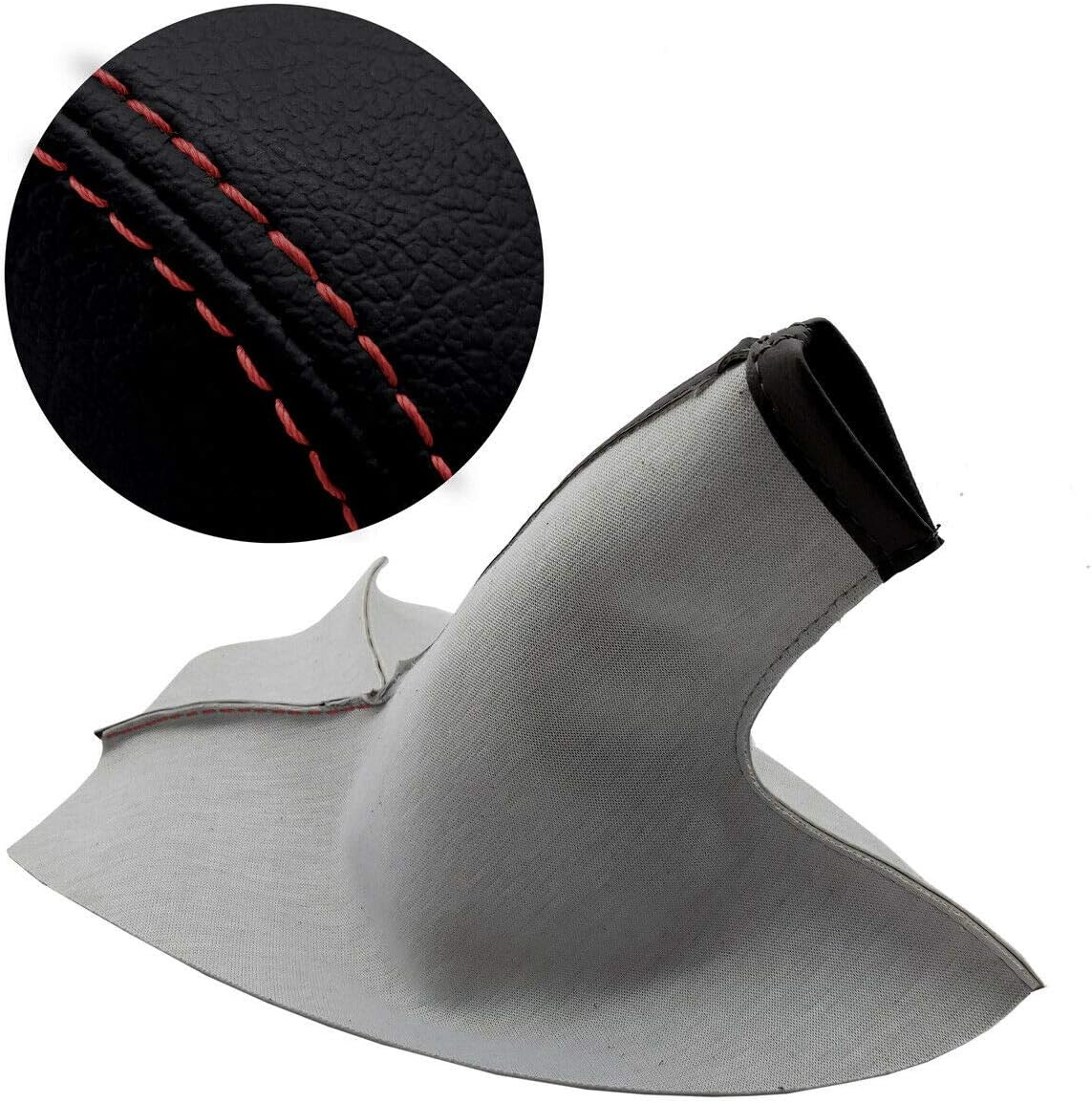 Manual & E Brake Boot Set Cover PVC Leather Compatible with Toyota Tacoma 16-20 Red Stitch