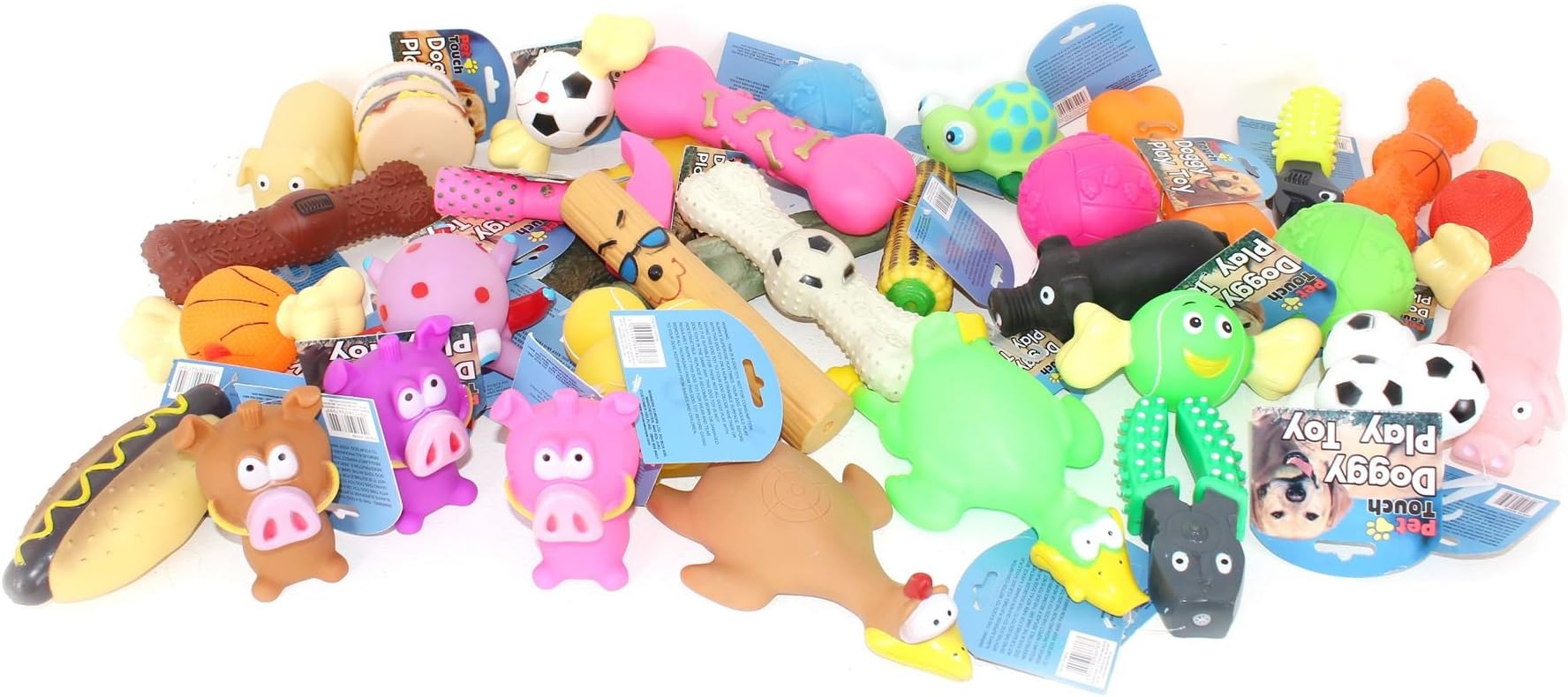 BULK PACK ASSORTED PET DOG SQUEAKY CHEW BALL RUBBER FETCH TOYS[7]