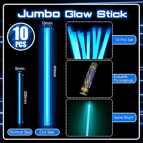 Vista 85 de Lewtemi 10 unidades de palos brillantes grandes gigantes gigantes para Halloween, Navidad, luz de emergencia para accesorios de campamento, kit