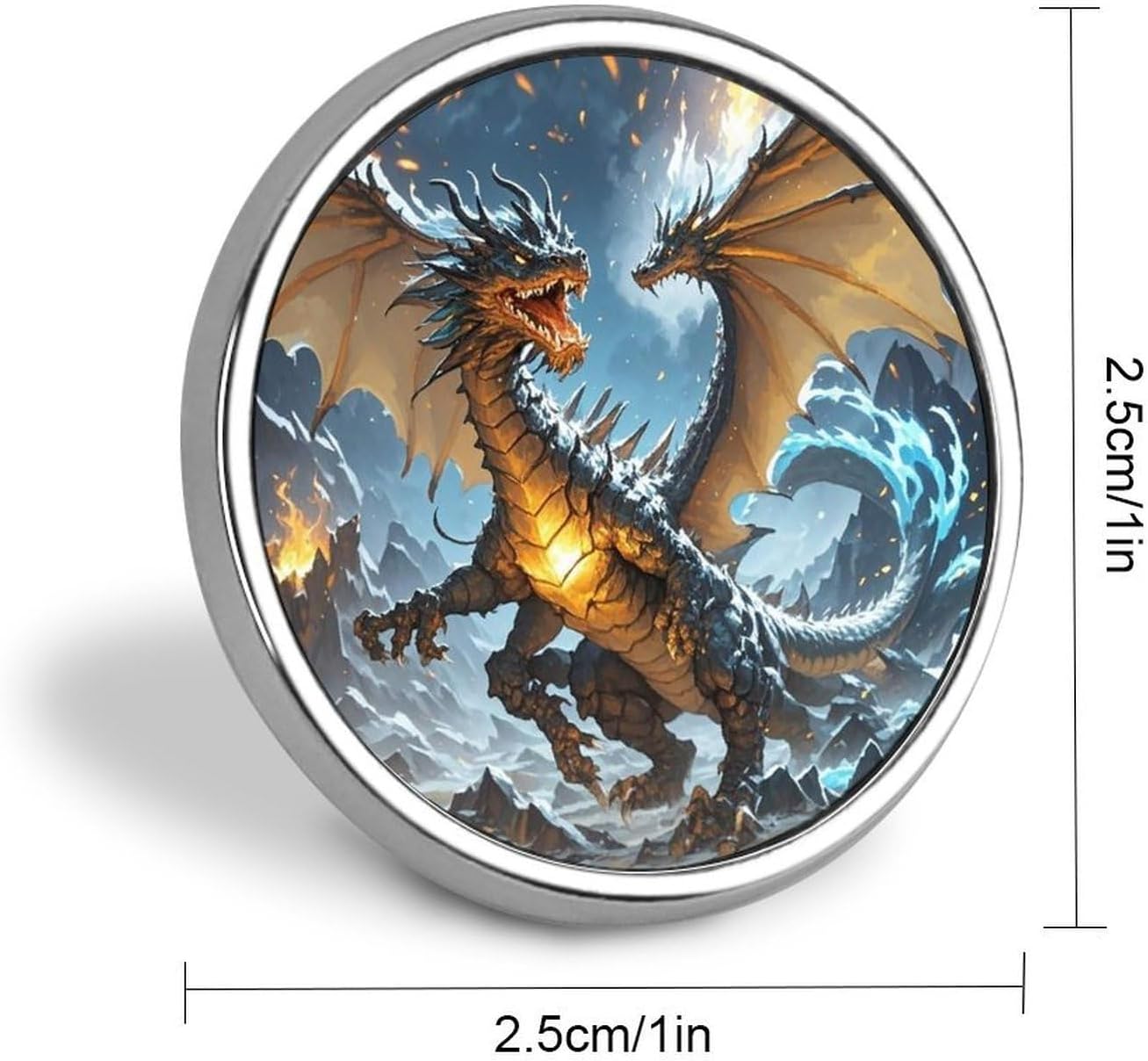 Fire And Ice Dragons Fashion Brooches for Women Men, Lapel Pins image 2