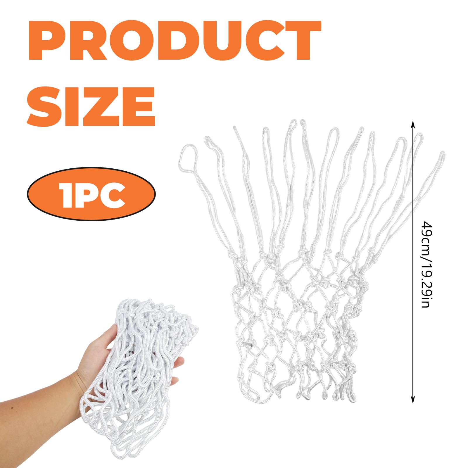 Filet de Basket-Ball de Rechange Résistant aux Intempéries, Compatible avec Paniers Standard Intérieurs et Extérieurs, 12 Boucles, 53,3 cm de Longueur, Polyester Durable