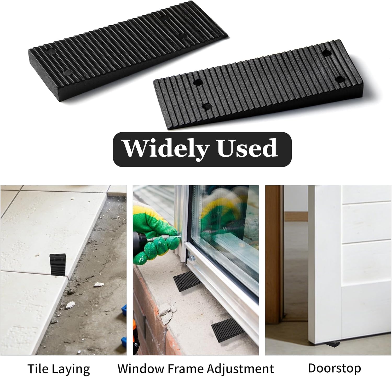 32 Pcs Plastic Packers and Shims Furniture Levellers Plastic Wedges Spacers Non-Slip for Furniture Cabinets Table Feet Chairs Toilet Leveling, Black