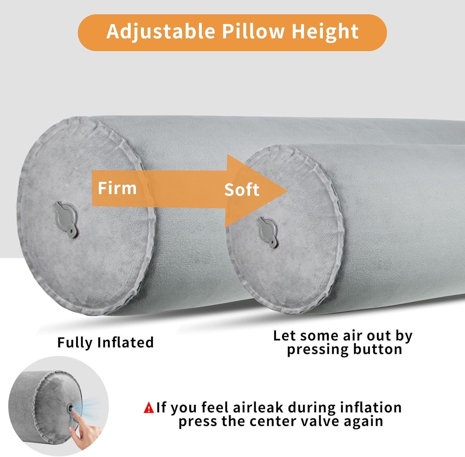 EULANT 2 Pack 35Inch Inflatable Long Bolster Body Pillow for Kids Teens,Body Pillow for Bed with Soft Velvet,Round Cervical Roll Cylinder Bolster Body Pillows for Hugging Sleeping,Back,Neck etc