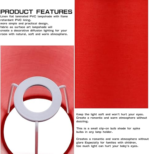 Miniatura 10 de 2 piezas de pantalla pequeña de tela de lino con clip en la bombilla pantalla de tela de barril cubierta de lámpara de lino de repuesto para