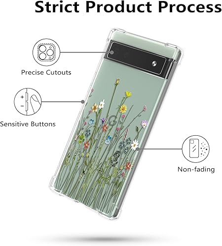 Miniatura 5 de RALEAVO Funda de flores para Google Pixel 7, funda floral transparente delgada y bonita para niñas y mujeres, funda protectora de TPU suave
