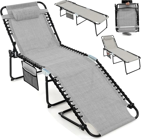 Giantex Folding Chaise Lounge Chair with Adjustable Positions