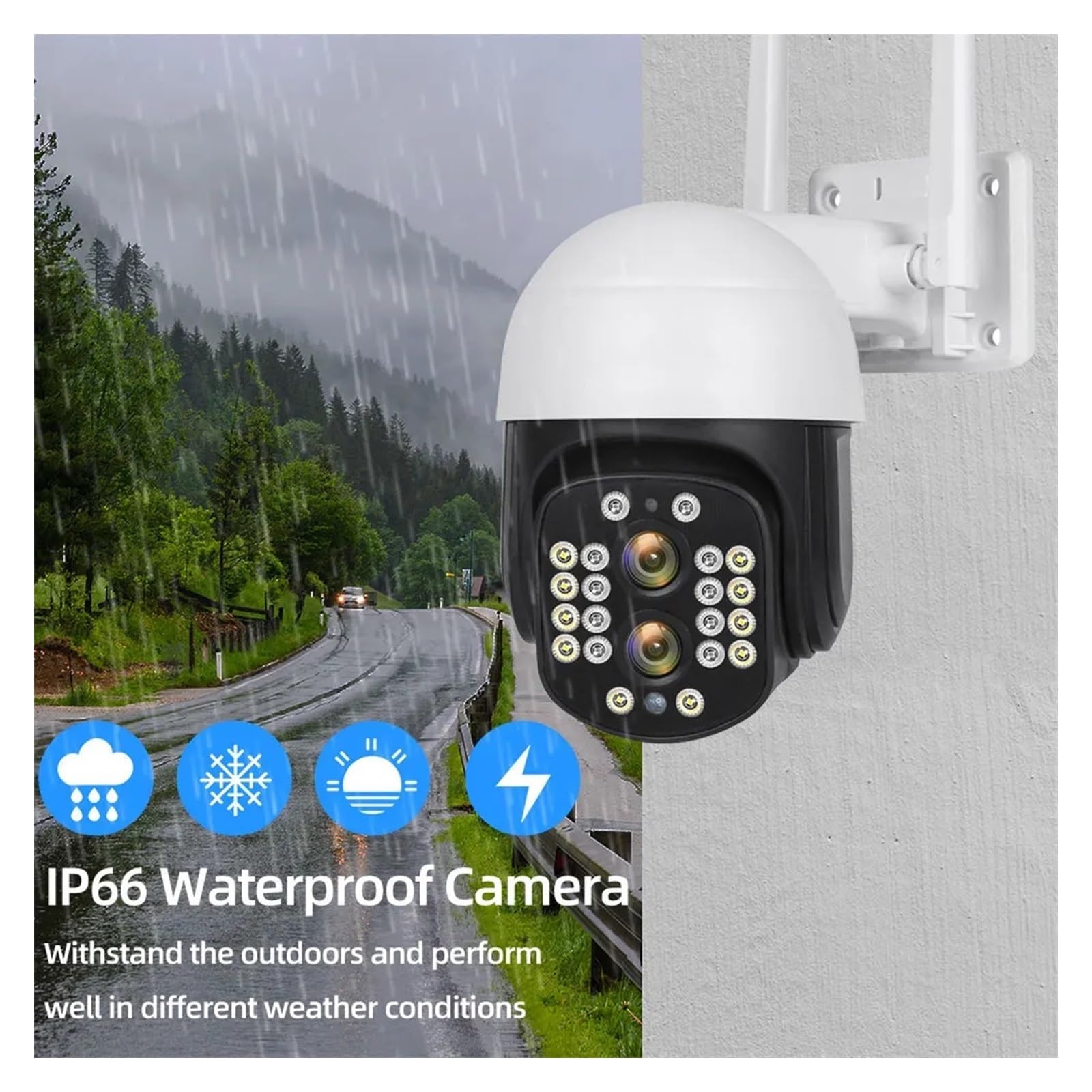 Telecamere di Sicurezza, Telecamera IP Esterna 4K 8MP con Zoom Ottico 10X, Doppia Lente, Telecamera di sorveglianza 4MP, Monitor di Sicurezza CCTV(8MP ADD 32G Card)