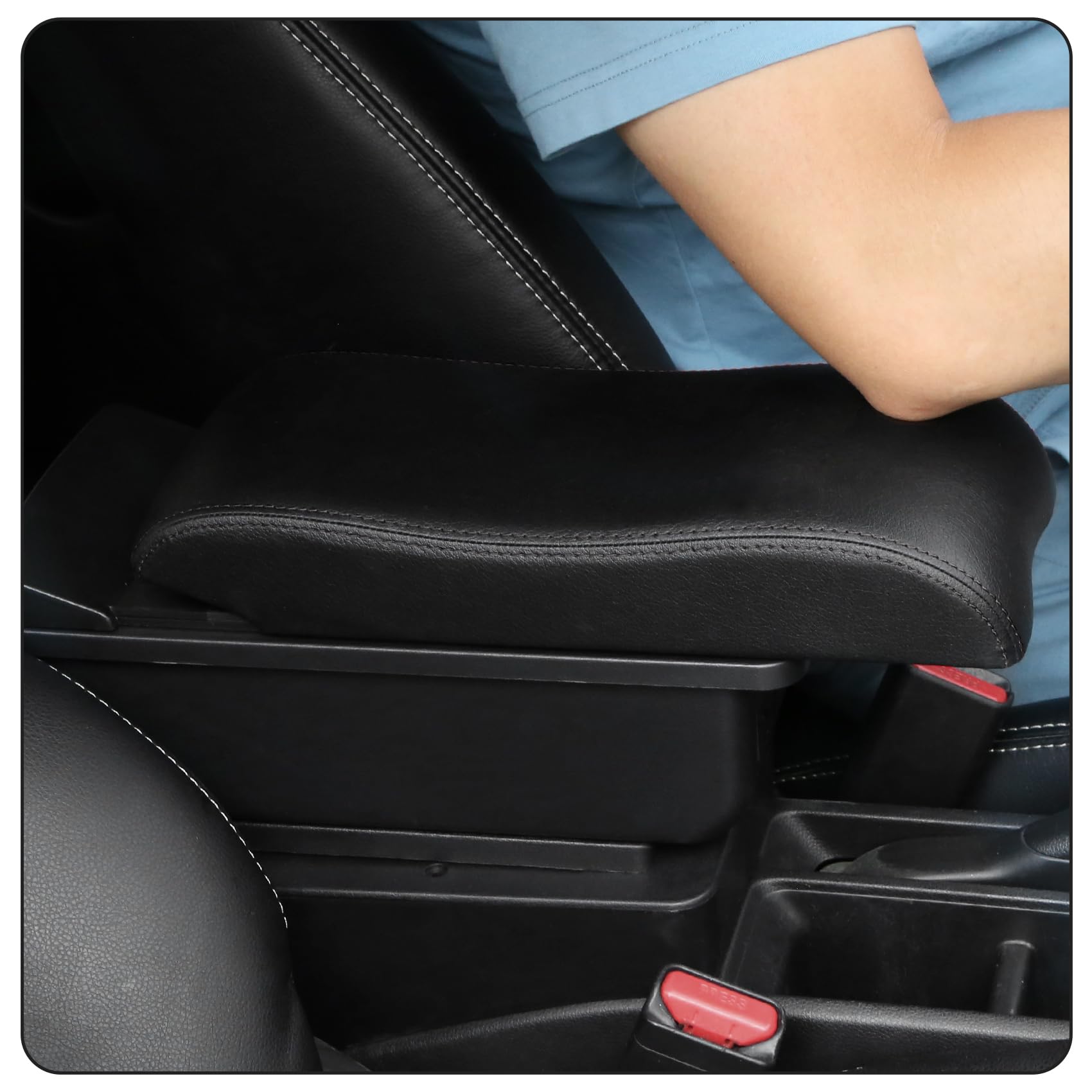 YJYWZH Ergonomico Bracciolo per Fiat Panda II con USB e USB-C | 2 Porte USB e 1 USB-C, Doppio vano portaoggetti, Bracciolo ergonomico scorrevole, Pelle PU, Base specifica per veicolo