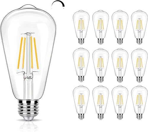 Miniatura 14 de Paquete de 16 Bombillas LED Edison Equivalente a 40W, Bombilla de Filamento LED Regulable de 4W, Bombilla de Luz ST19 5000K Luz de Día, 450LM E26
