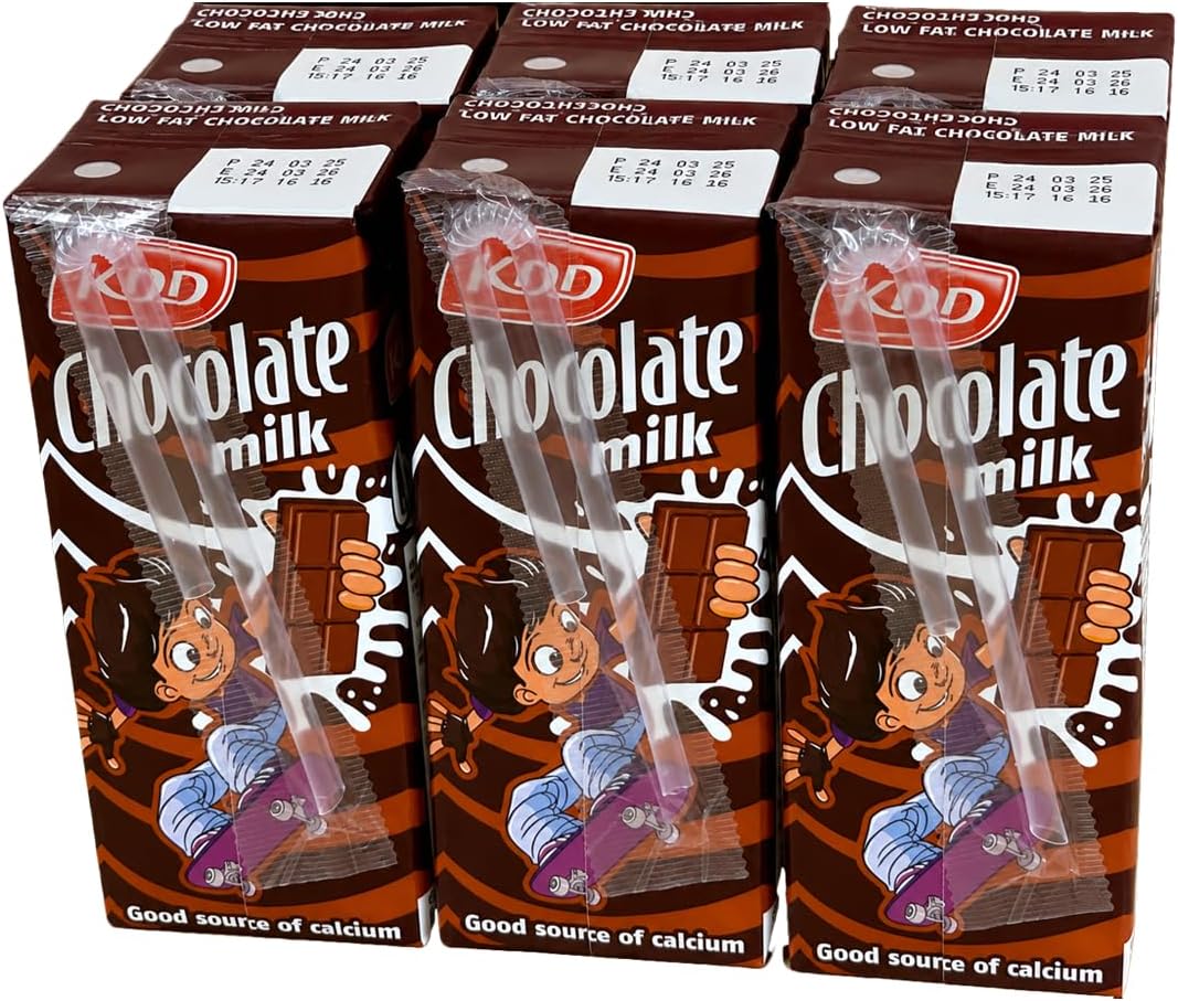 KDD Chocolate Milk, 100% Natural, Low Fat, 180 ML Pack of 6