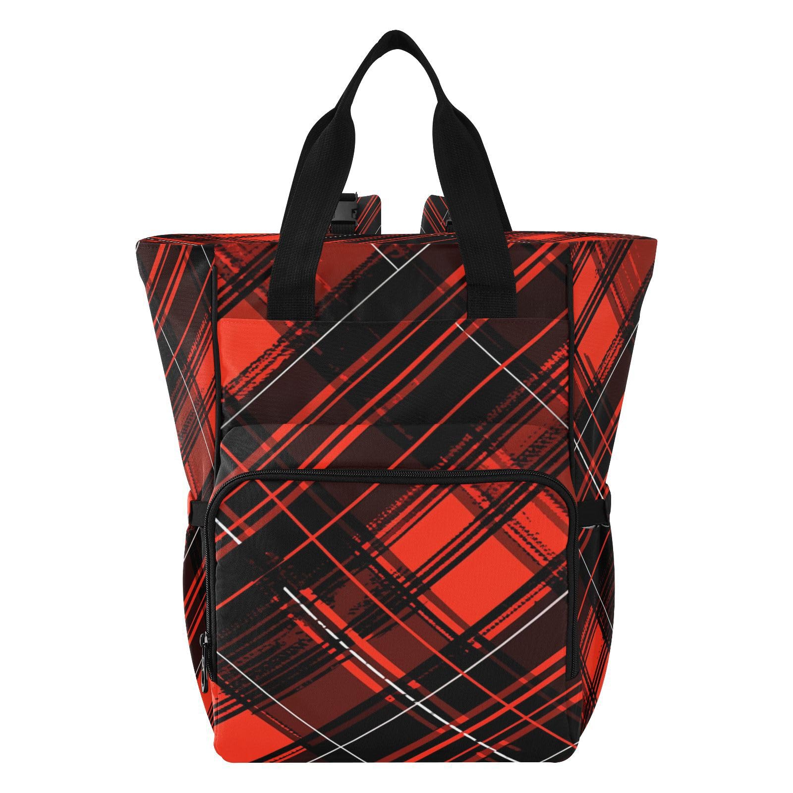 Arte De LíNea Roja Negra Abstracta Bolsa de Pañales Mochila de Viaje Gran Capacidad Bolsas para Mamá Papá Mujeres Niñas