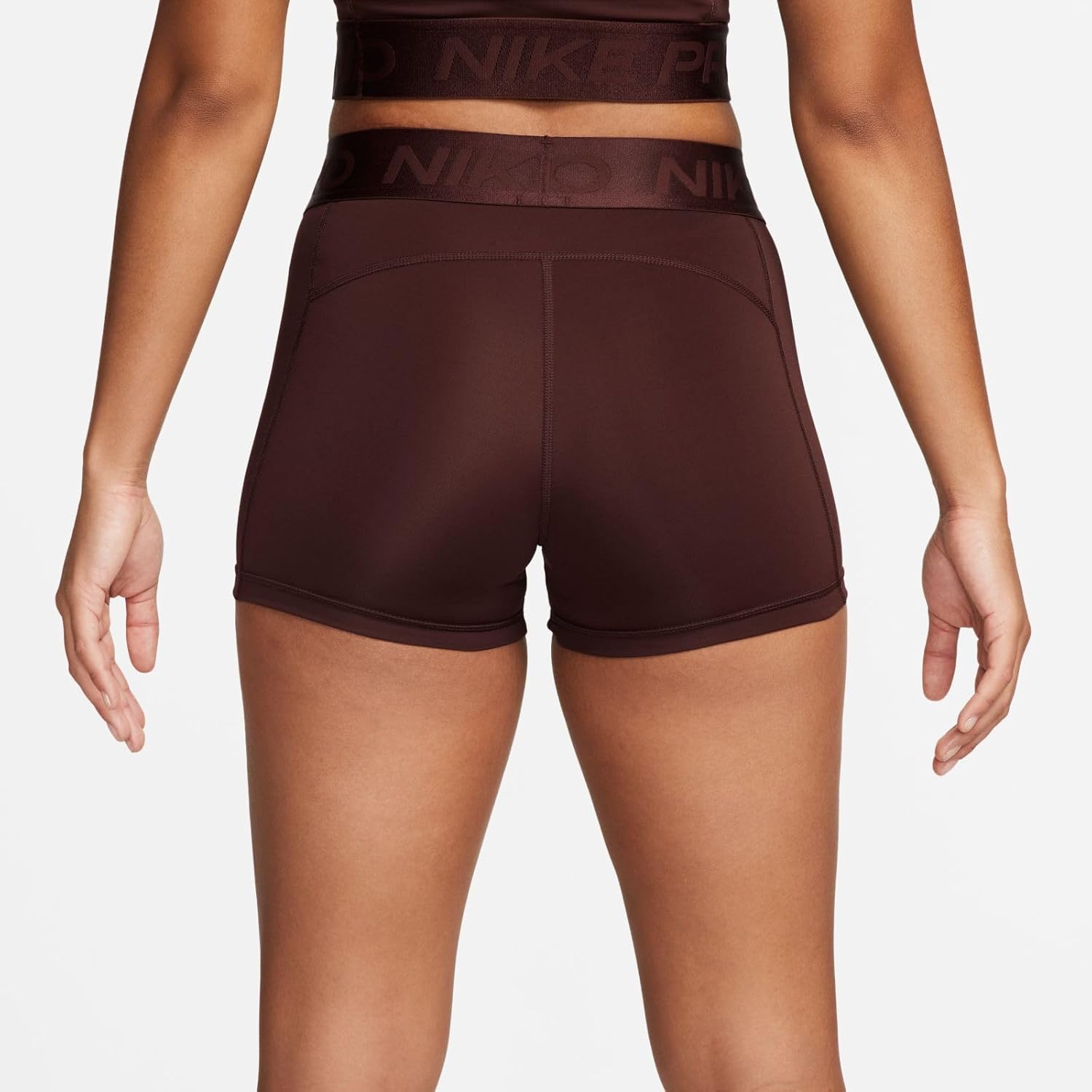 Nike Pro Women's Mid-Rise 3" Shorts (Earth, FQ7935-227) - Image 3