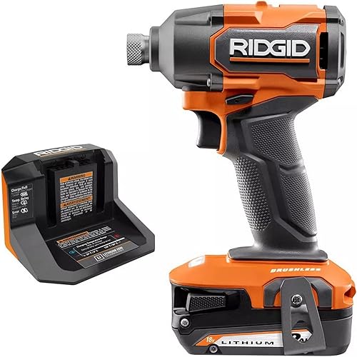 RIDGID Kit de destornillador de impacto inalámbrico sin escobillas de 1/4 de pulgada de 18 V